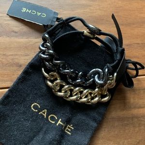 New CACHE Gold & Black Chainlink Bracelet Duo